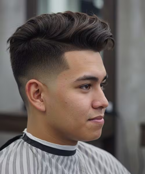 Homem com corte High Fade moderno e ousado realizado na Barbearia 87